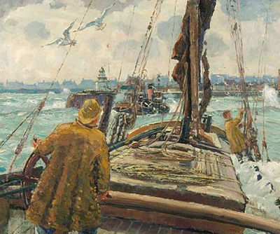 Sample artwork by Rowland Fisher (1885 - 1969), known for marine, landscape and continental scene painting - View similar artists and auction records