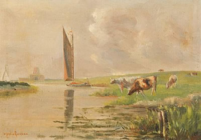 Cattle grazing before St Benet's Abbey