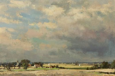 "Landscape near Runham, Norfolk" by Owen Waters - Auction record, sale price, and art valuation. Compare with similar artists and explore comparable artworks.