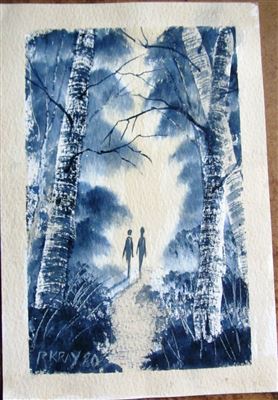 Figures on a woodland path