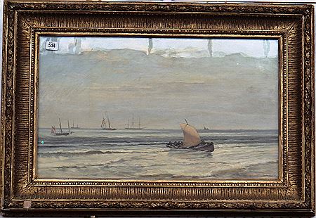 Vessels off the coast by Robert Charles Leslie - Auction record, sale price, and art valuation. Compare with similar artists and explore comparable artworks.