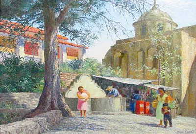 Figures at a Fountain (Flowering Tree on the reverse)