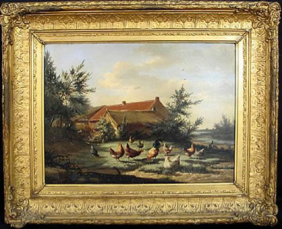 A farm scene with chickens in a meadow by Jean Baptiste Leopold Leemputten - Auction record, sale price, and art valuation. Compare with similar artists and explore comparable artworks.
