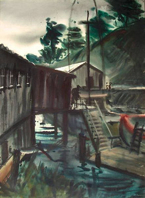 Winter, Noyo Harbor, 1964 by Crandall Norton - Auction record, sale price, and art valuation. Compare with similar artists and explore comparable artworks.