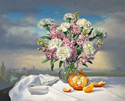 BOUQUET IN A ROMANTIC LANDSCAPE