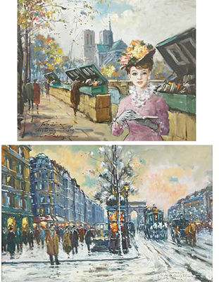 Paris Scene in Winter; Paris Scene in Autumn (2)