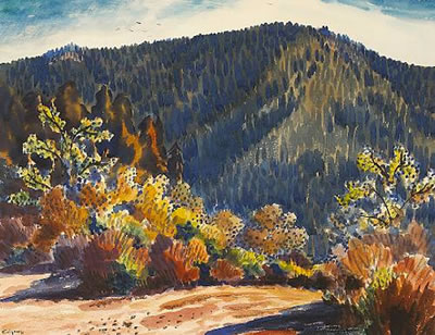 Autumn Brush with Blue Hills, thought to be Carmel Valley, 1931
