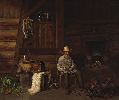 Repairing the Bridle of a Saddle in a Western Interior, 1884