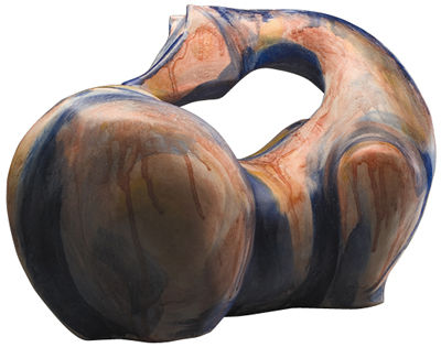 Sample artwork by Steven Schrepferman (20th century), known for pottery- bright colored vessel - View similar artists and auction records