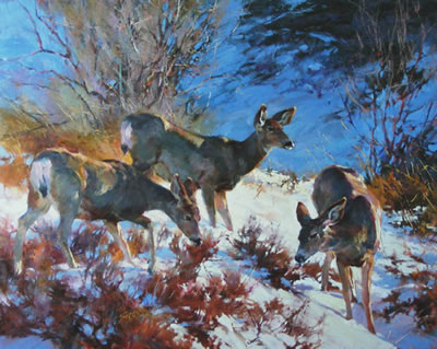Sample artwork by Sheila Rieman (1958 - 2011), known for animals, landscape, and cowboy genre painting - View similar artists and auction records