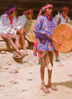 "Call of the Drums" by Ned Allen Mueller - Auction record, sale price, and art valuation. Compare with similar artists and explore comparable artworks.