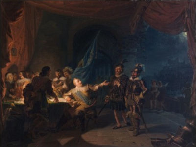 "GUSTAV II ADOLF I SITT KRIGSRÅD VID WÜRTZBURG, UTDELANDE BEFALLNINGAR ÅT AXEL LILLJE OCH RAMSAY"