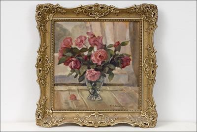 RUUSUJA MALJAKOSSA - ROSOR I VAS by Greta Schalin - Auction record, sale price, and art valuation. Compare with similar artists and explore comparable artworks.