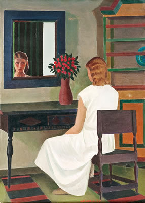 A GIRL IN FRONT OF HER MIRROR