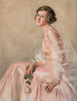 GIRL IN A PINK DRESS by Louis Sparre - Auction record, sale price, and art valuation. Compare with similar artists and explore comparable artworks.