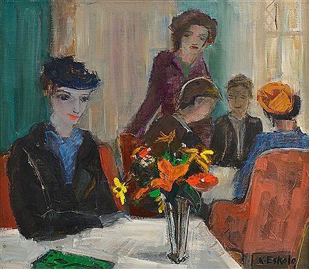 IN THE COFFEE SHOP by Kalle Eskola - Auction record, sale price, and art valuation. Compare with similar artists and explore comparable artworks.
