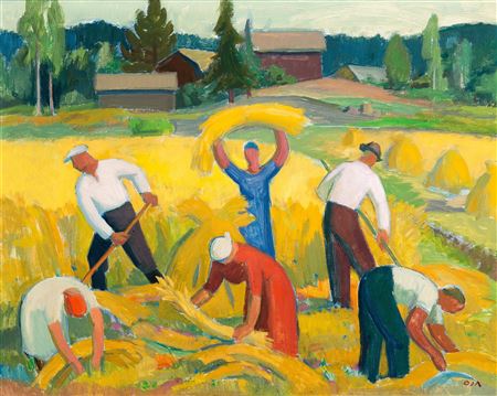 HARVESTING by Onni Oja - Auction record, sale price, and art valuation. Compare with similar artists and explore comparable artworks.