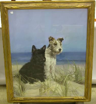 Illustration depicting two terriers