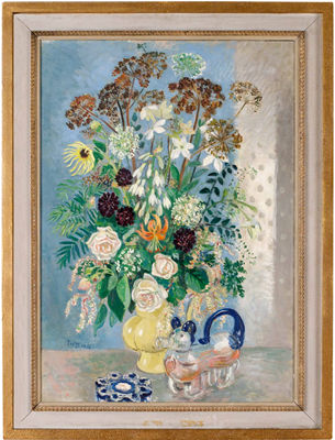 BLOMSTERSTILLEBEN MED BRÄNNVINSHUND by Arthur Percy - Auction record, sale price, and art valuation. Compare with similar artists and explore comparable artworks.