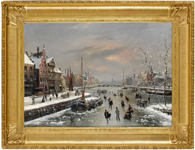 SKRIDSKOÅKARE PÅ FRUSEN KANAL by Louis Claude Malbranche - Auction record, sale price, and art valuation. Compare with similar artists and explore comparable artworks.
