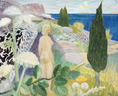 Kvinna i strandlandskap