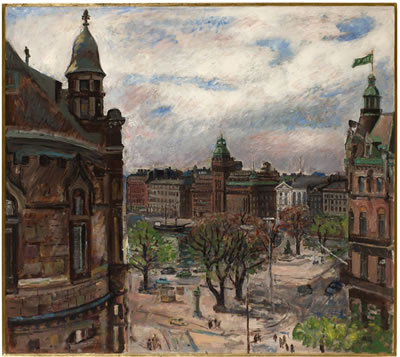 Vy mot Nybroviken by Nisse Zetterberg - Auction record, sale price, and art valuation. Compare with similar artists and explore comparable artworks.