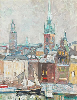 Skuta torkar segel, Gamla stan