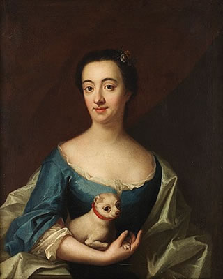 Portrait with a lady with lapdog.