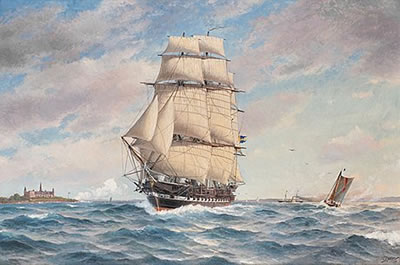 H.M.S. Norrköping off Kronborg Castle at Helsingör. by Jacob Hagg - Auction record, sale price, and art valuation. Compare with similar artists and explore comparable artworks.