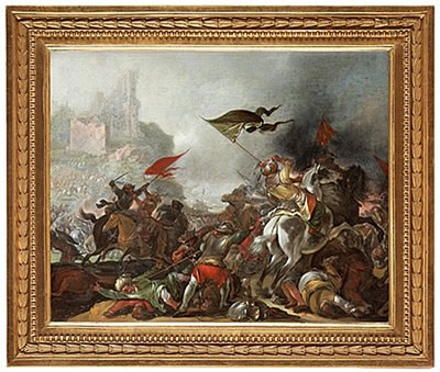 Battle between Turks and Christians (a pair)