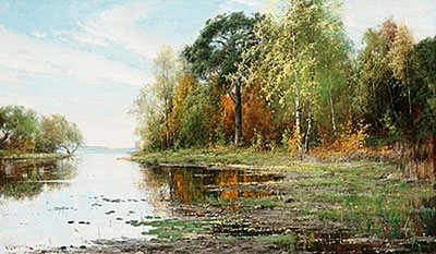 Lakeside landscape in autumn