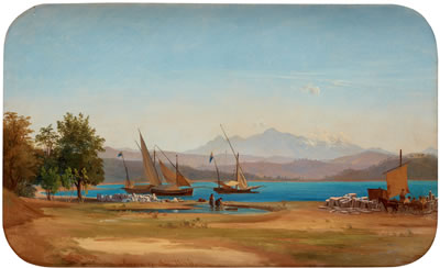 View from La Spezia towards the bay (Shipping of Carrarra marble)