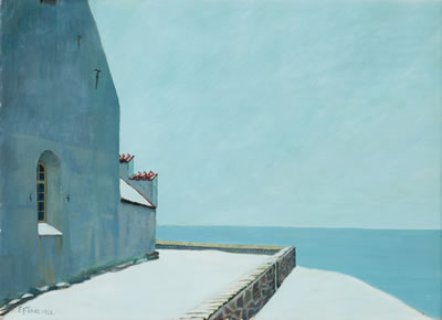 "Vinterdag vid ödekyrkan, Hven" (Winter's day by the deserted church, Hven)
