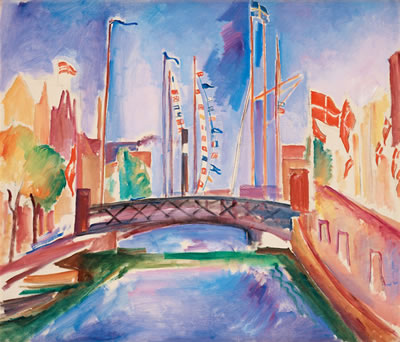 "Broen, Kobenhavn" (The bridge, Copenhagen). (d)