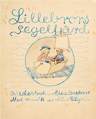 Lillebrors segelfärd. Bilderbok av Elsa Beskow. Med musik av Alice Tegnér (set of 12)