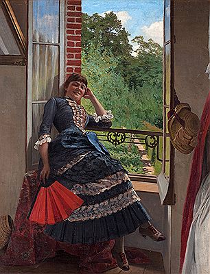 Young woman in window