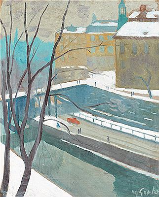 View towards Riddarholmen in winter, Stockholm
