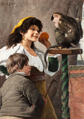 Jesters with monkey by Axel Borg - Auction record, sale price, and art valuation. Compare with similar artists and explore comparable artworks.