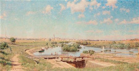 "Totalvy över Linköping från Tannefors 1884" (View over Linköping from Tannefors 1884) by Johan Krouthen - Auction record, sale price, and art valuation. Compare with similar artists and explore comparable artworks.