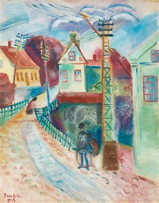 "Motiv ifrån Kungälv, Östra gatan" (Motiv from Kungälv, East street). by Gosta Sandels - Auction record, sale price, and art valuation. Compare with similar artists and explore comparable artworks.