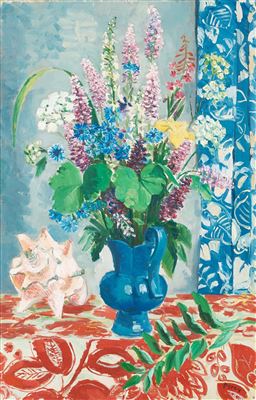 Still life with flowers and shell