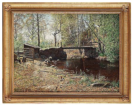 Sample artwork by Anshelm Leonard Schultzberg (1862 - 1945), known for rural landscape painting with snow, buildings, flowers, mountains, figures - View similar artists and auction records