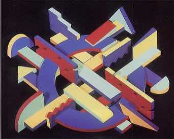 Sample artwork by John A Okulick (Born 1947), known for geometric shaped wood sculpture, constructions - View similar artists and auction records