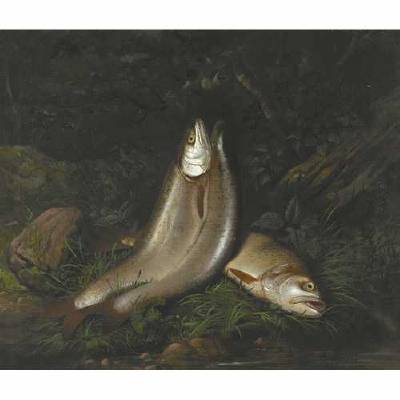 The Day's Catch (Three Trout by a Brook)