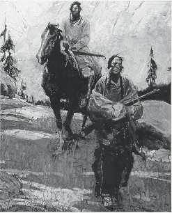 Armed Indians on a Ridge