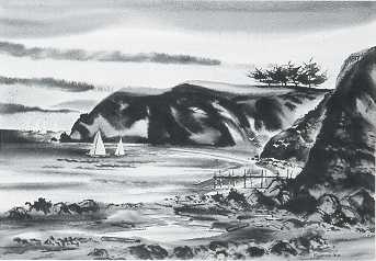 Sample artwork by Richard Dock Yip (1919 - 1981), known for modernist town-landscape and coastal view paintings, teaching - View similar artists and auction records
