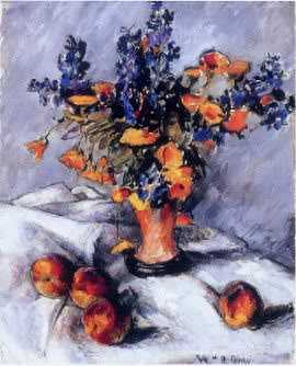 A Still Life with Lupine, Poppies and Pe