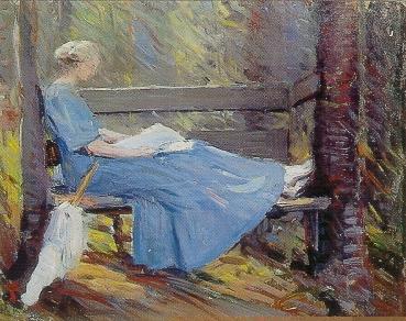 A Woman Reading in the Woods