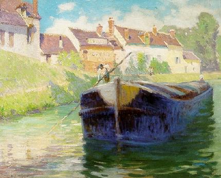 Barge Near A Village by Lee Randolph - Auction record, sale price, and art valuation. Compare with similar artists and explore comparable artworks.