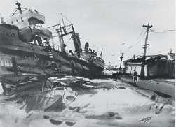 Sample artwork by Robert Jensen (1922 - 1984), known for marine-seaport views, townscape - View similar artists and auction records